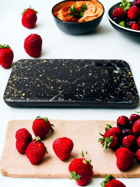 Silicone Hoesje Print - Backcover - Geschikt voor Samsung Galaxy A34 5G - Marmer Zwart