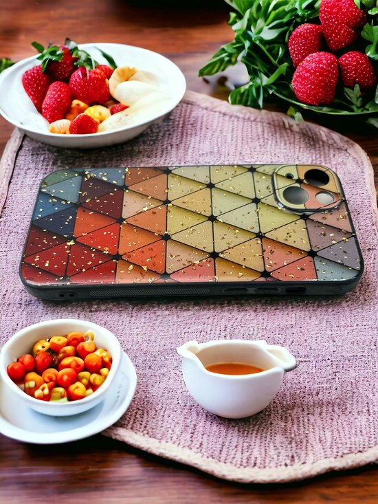 iPhone 14 Hoesjes – Siliconen Backcover – Marmer Triangle Print – Schokbestendig-Ilumina Benelux