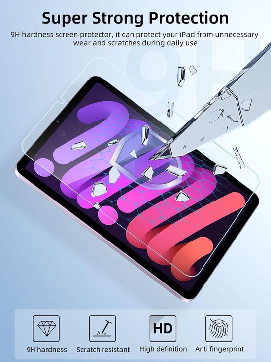 Screenprotector – Geschikt voor iPad Mini 7 2024 & iPad Mini 6 8.3 inch – Gehard Glas – Anti-kras – 3-Pack – Transparant