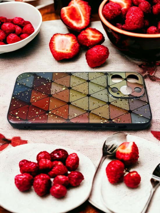 iPhone 14 Pro Max Hoesjes – Siliconen Backcover – Marmer Triangle Print – Schokbestendig-Ilumina Benelux