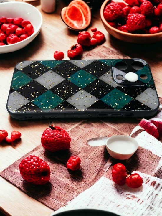 iPhone 14 Pro Max Hoesjes – Siliconen Backcover – Marmer Print – Groen-Ilumina Benelux