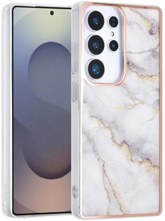 Samsung Galaxy S25 Ultra Hoesjes – TPU Backcover – Marmer Print – Grijs-Ilumina Benelux