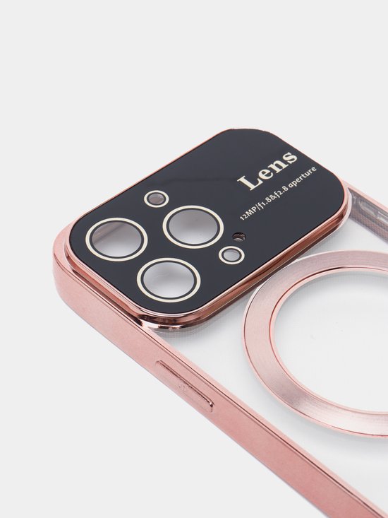 iPhone 12 Pro Hoesjes – Magnetische Backcover met MagSafe – Camera Lens Protector – Roségoud-Ilumina Benelux