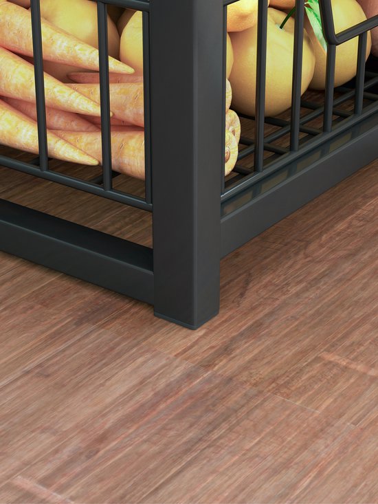 Keukeneiland – Staand keukenrek 3 planken & werkblad – Magnetronkast – Organizer voor groente, fruit & apparaten – Zwart-Keukenmeubelset-Ilumina Benelux