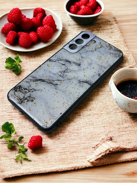 Silicone Hoesje Print - Backcover - Geschikt voor Samsung Galaxy S22 - Marmer Wit