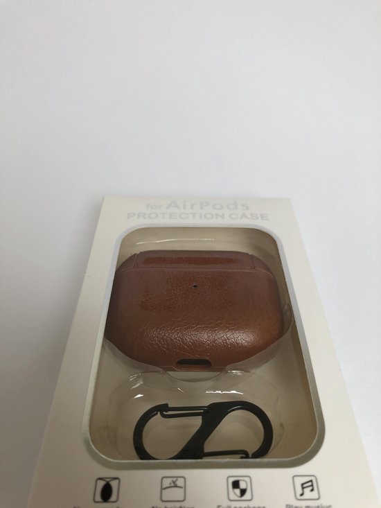 AirPods Pro Hoesje – Leren Look Case – Inclusief Hanger – Stijlvol – Bruin-Koptelefoon case-Ilumina Benelux