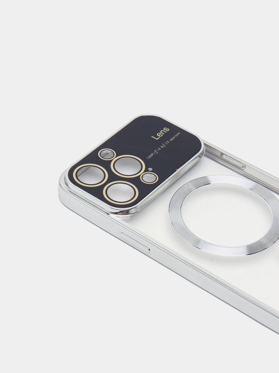 iPhone 14 Pro Max Hoesjes – Magnetische Backcover met MagSafe – Camera Lens Protector – Zilver-Ilumina Benelux