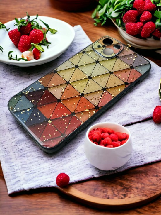 iPhone 14 Hoesjes – Siliconen Backcover – Marmer Triangle Print – Schokbestendig-Ilumina Benelux