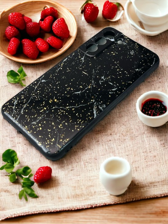 Silicone Hoesje Print - Backcover - Geschikt voor Samsung Galaxy S23 - Marmer Zwart