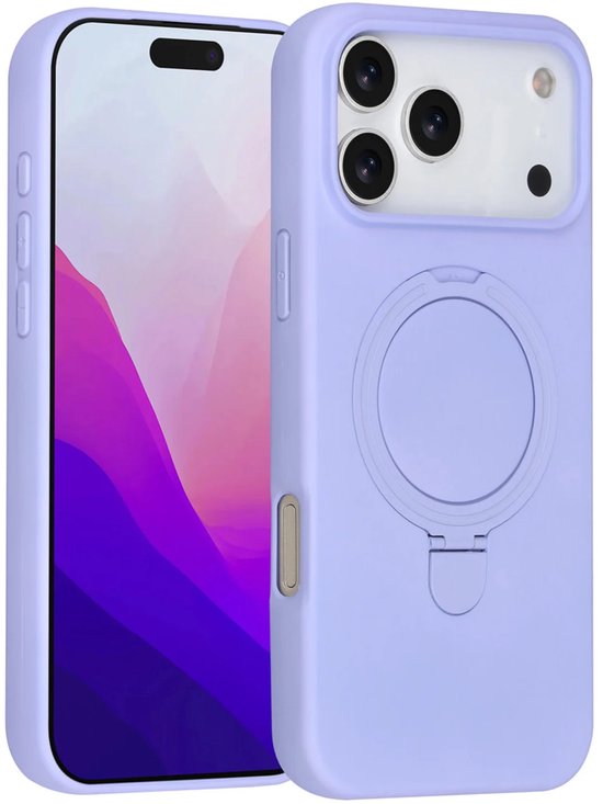 iPhone 17 Pro Hoesjes – Siliconen Backcover – Schokbestendig – Ringstandaard – Lila-Ilumina Benelux