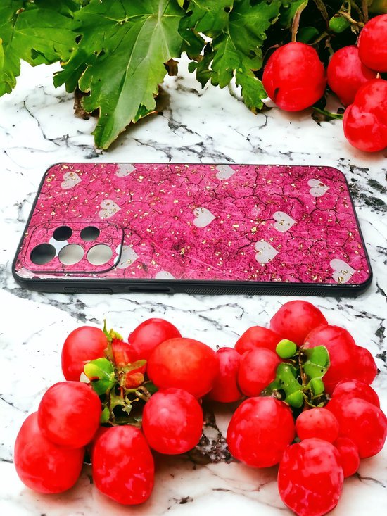 Samsung Galaxy A33 5G Hoesjes – Siliconen Backcover – Print Roze Hartjes – Roze-Ilumina Benelux