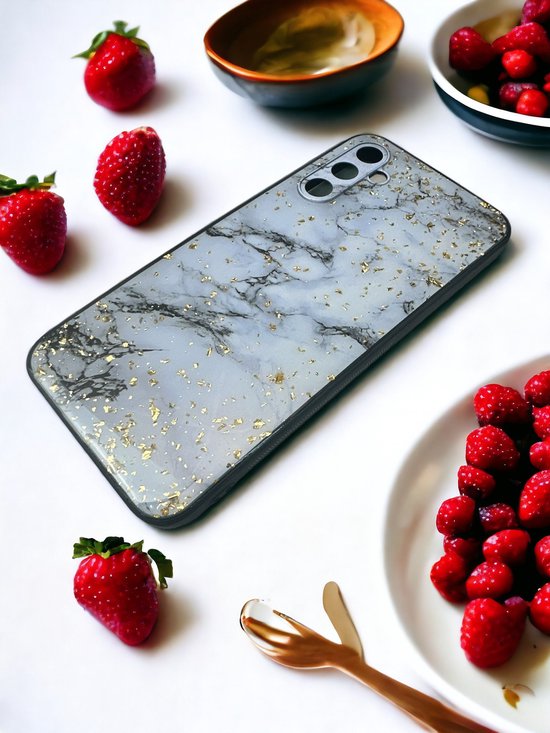 Samsung Galaxy A34 5G Hoesjes – Siliconen Backcover – Marmer Print – Slank Design – Wit-Ilumina Benelux