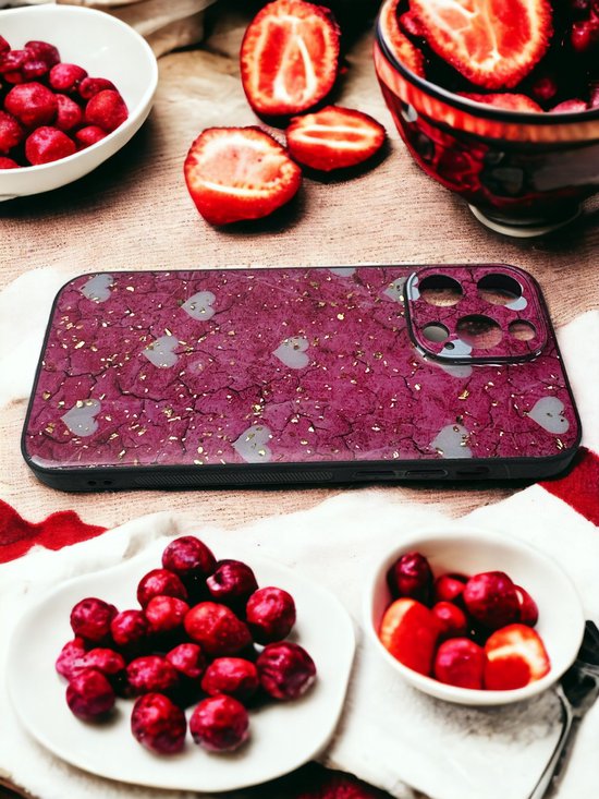 iPhone 15 Pro Max Hoesjes – Siliconen Backcover – Print Roze Hartjes – Roze-Ilumina Benelux