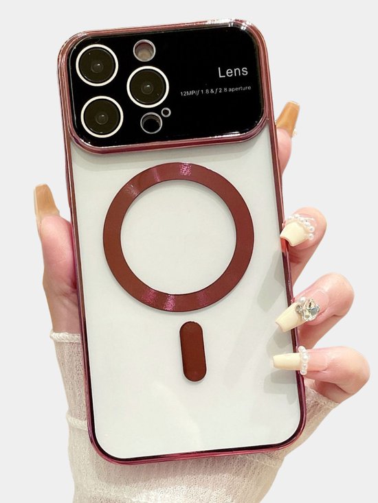 iPhone 12 Pro Max Hoesjes – Magnetische Backcover met MagSafe – Camera Lens Protector – Roségoud-Ilumina Benelux