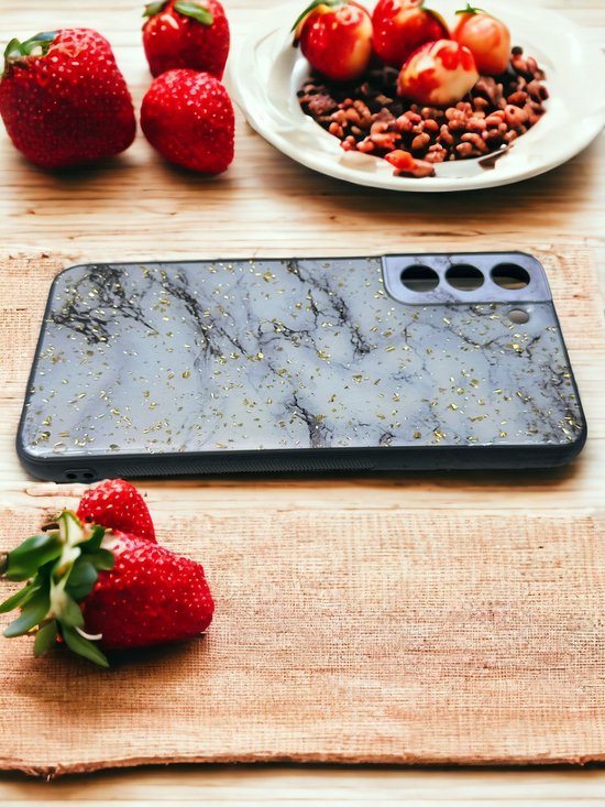 Samsung Galaxy S23 Plus Hoesjes – Siliconen Backcover – Marmer Print – Wit-Ilumina Benelux