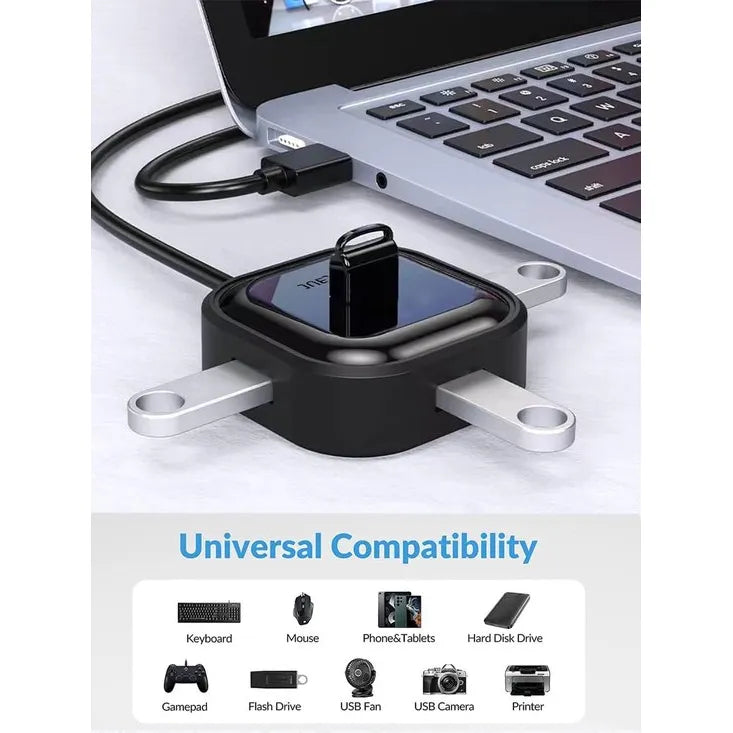 USB Hub 4 Poorten - USB 2.0 Splitter - USB Verdeler - USB Expander - Geschikt voor Laptop, PC, MacBook, PS5, Xbox, Printer, Toetsenbord & Muis-Ilumina Benelux