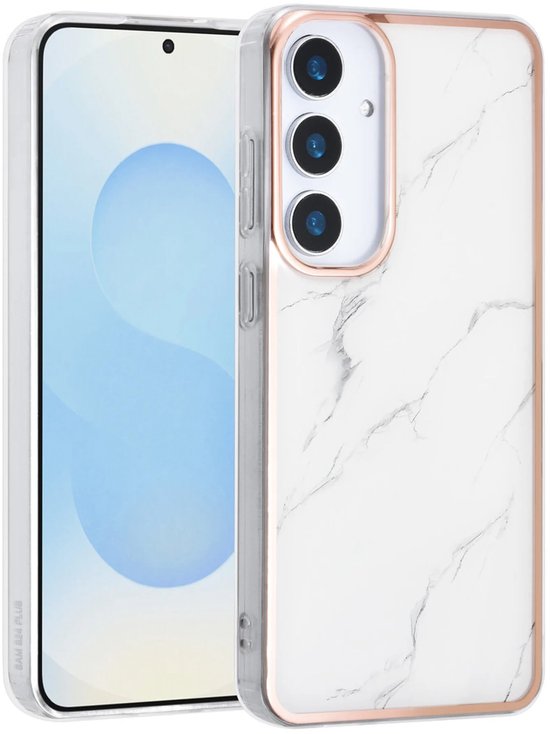 TPU Back Cover hoesje - Marble Wit Print - Geschikt voor: Samsung Galaxy S25