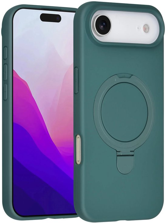 iPhone Air Hoesjes – Siliconen Backcover – Schokbestendig – Ringstandaard – Donkergroen-Ilumina Benelux