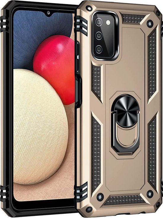 Samsung Galaxy A03S Hoesjes – Anti-Shock Hybride Ring Armor Backcover – Schokbestendig – Goud-Ilumina Benelux