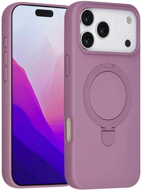 iPhone 17 Pro Hoesjes – Siliconen Backcover – Schokbestendig – Ringstandaard – Sunset Purple-Ilumina Benelux