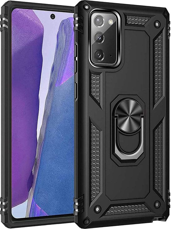 Oppo A73 5G Hoesjes – Anti-Shock Hybride Ring Armor Backcover – Schokbestendig – Zwart-Ilumina Benelux