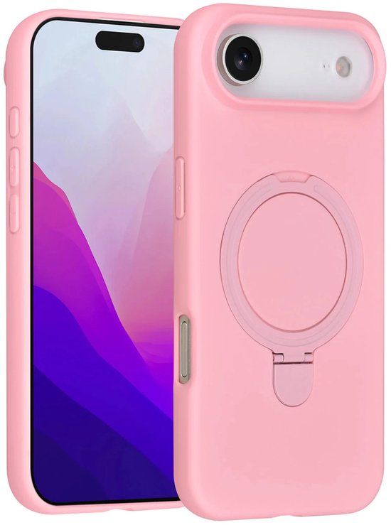 iPhone Air Hoesjes – Siliconen Backcover – Schokbestendig – Ringstandaard – Sakura Pink-Ilumina Benelux