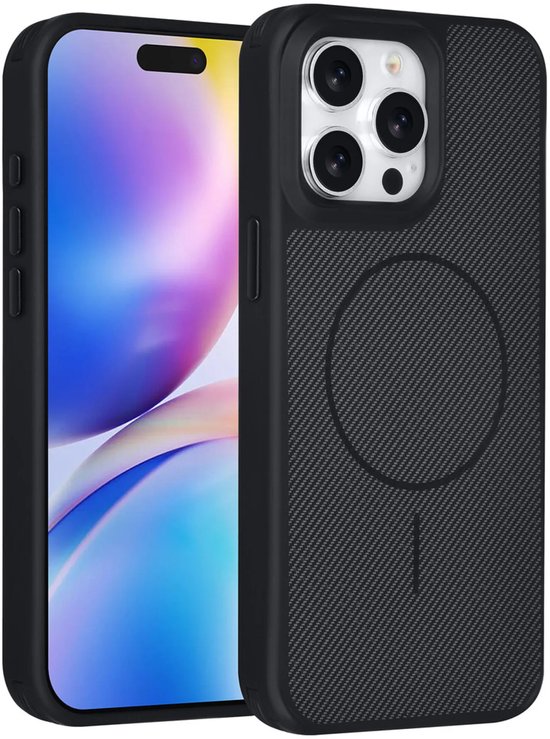 iPhone 15 Pro Hoesjes – Carbon Fiber Backcover – Schokbestendig – Zwart-Ilumina Benelux