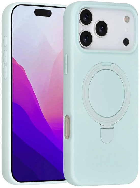 iPhone 17 Pro Max Hoesjes – Siliconen Backcover – Schokbestendig – Ringstandaard – Mint Groen-Ilumina Benelux