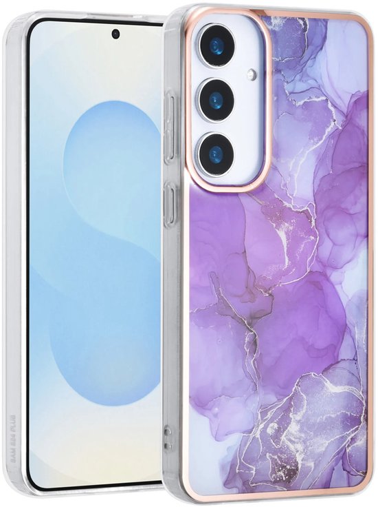 Samsung Galaxy S25 Hoesjes – TPU Backcover – Marmer Print – Paars-Ilumina Benelux