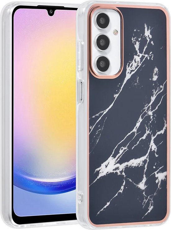 TPU Back Cover hoesje - Marble Zwart - Geschikt voor: Samsung Galaxy A15