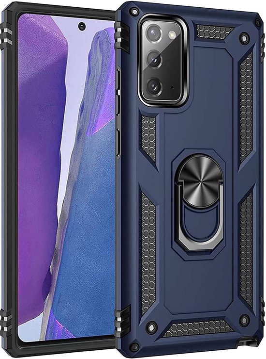 Oppo A73 5G Hoesjes – Anti-Shock Hybride Ring Armor Backcover – Schokbestendig – Blauw-Ilumina Benelux