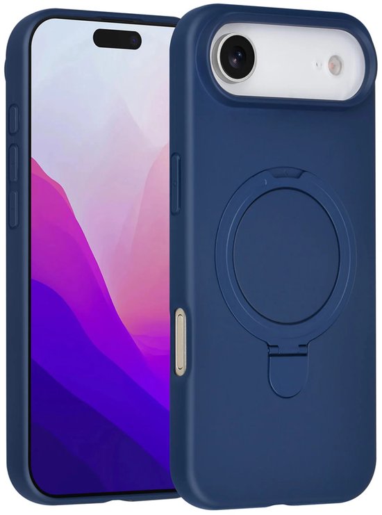 iPhone Air Hoesjes – Siliconen Backcover – Schokbestendig – Ringstandaard – Navy Blue-Ilumina Benelux