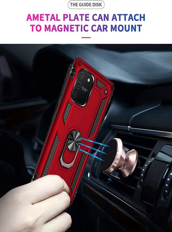 Samsung Galaxy S10 Lite Hoesjes – Ring Armor Backcover – 360° Draaibare Standaard – Magneet – Zilver-Ilumina Benelux