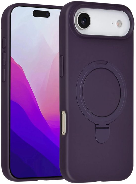 iPhone Air Hoesjes – Siliconen Backcover – Schokbestendig – Ringstandaard – Grape Purple-Ilumina Benelux