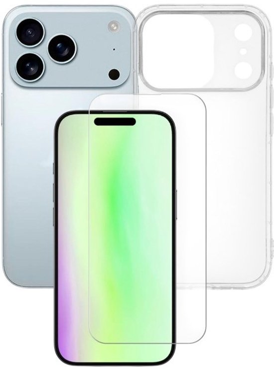 iPhone 17 Pro Max Hoesjes – Siliconen Backcover – Transparant – Inclusief Screenprotector Gehard Glas – Anti-kras-Ilumina Benelux