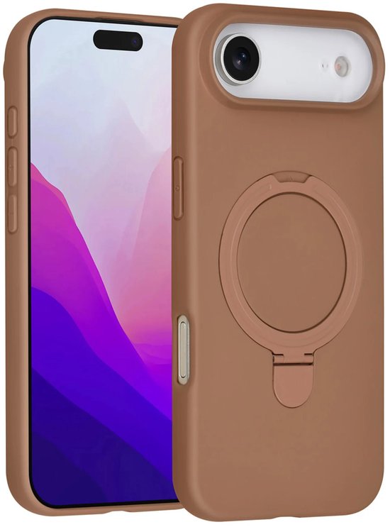 iPhone Air Hoesjes – Siliconen Backcover – Schokbestendig – Ringstandaard – Desert Bruin-Ilumina Benelux