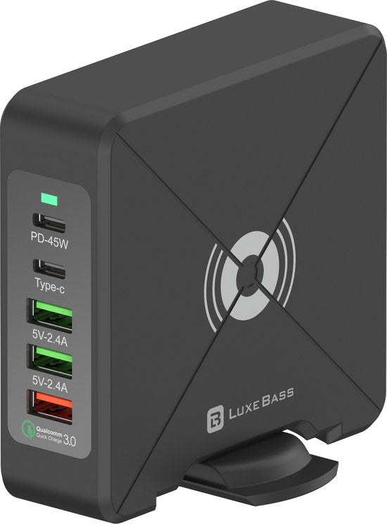 Oplader – 75W 5-poorts USB-C PD 45W & QC3.0 – Snelladen – Geschikt voor iPhone/iPad/Android-Oplader-Ilumina Benelux