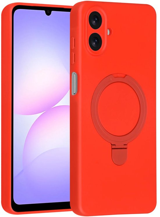 Samsung Galaxy A07 Hoesjes – Siliconen Backcover – Schokbestendig – Ringstandaard – Classic Rood-Ilumina Benelux
