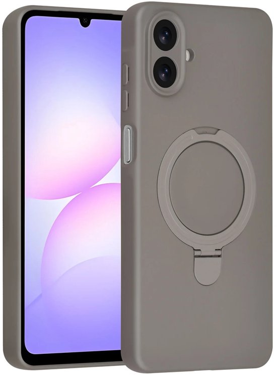 Backcover Hoesje Geschikt voor: Samsung Galaxy A07 Schokbestendige Siliconen Backcover met Ringstandaard - Titanium Grey