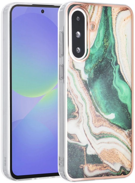 Samsung Galaxy A56 Hoesjes – TPU Backcover – Marmer Print – Groen-Ilumina Benelux
