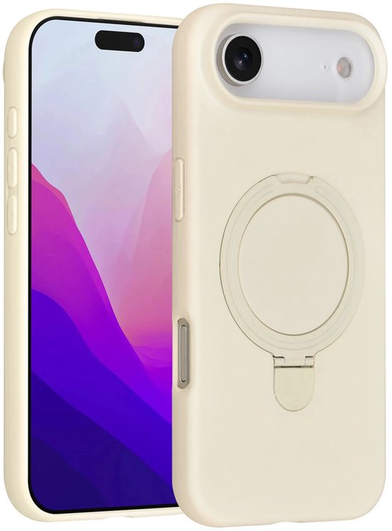 iPhone Air Hoesjes – Siliconen Backcover – Schokbestendig – Ringstandaard – Antique White-Ilumina Benelux