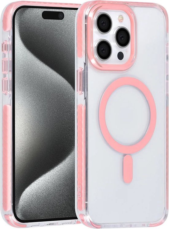 iPhone 15 Pro Hoesjes – MagSafe Backcover – Hoes met Koord – Roze-Ilumina Benelux