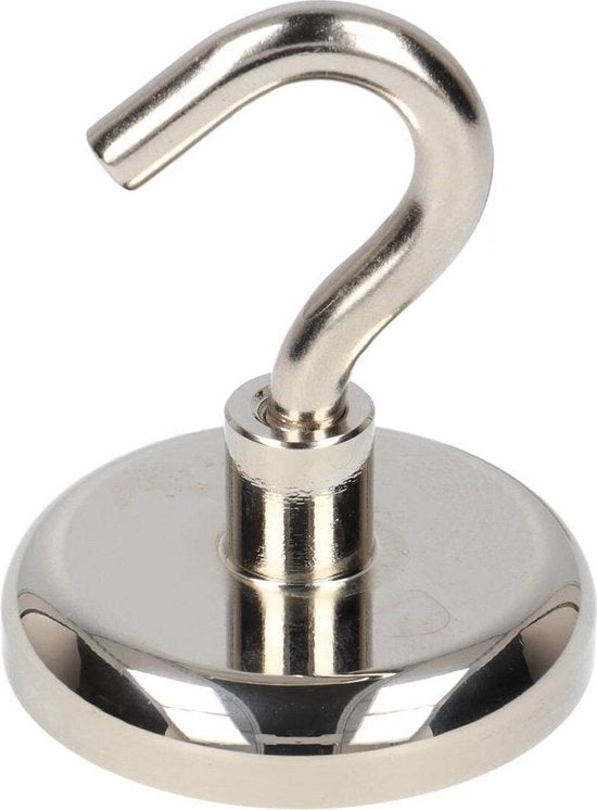 Magneethaak – Neodymium Magneet met Ophanghaak 60x66mm – 3-5 kg Draagkracht – Roestvrij – Zilver-Ophangmagneet-Ilumina Benelux