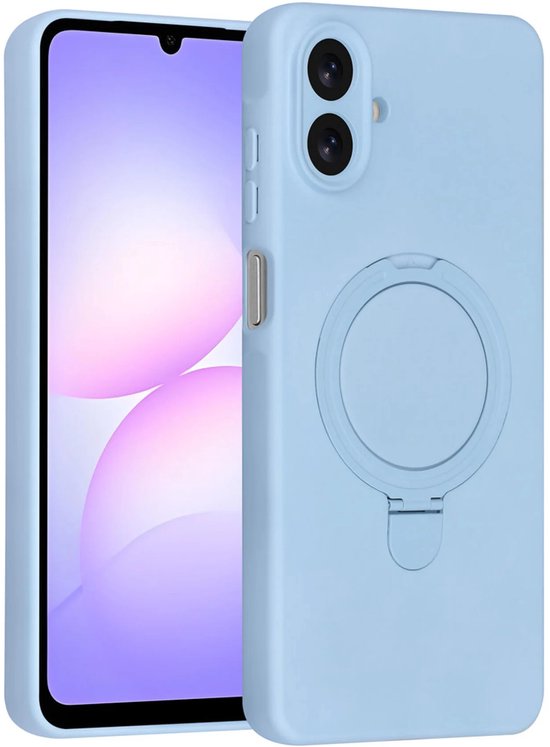Samsung Galaxy A07 Hoesjes – Siliconen Backcover – Schokbestendig – Ringstandaard – Lichtblauw-Ilumina Benelux