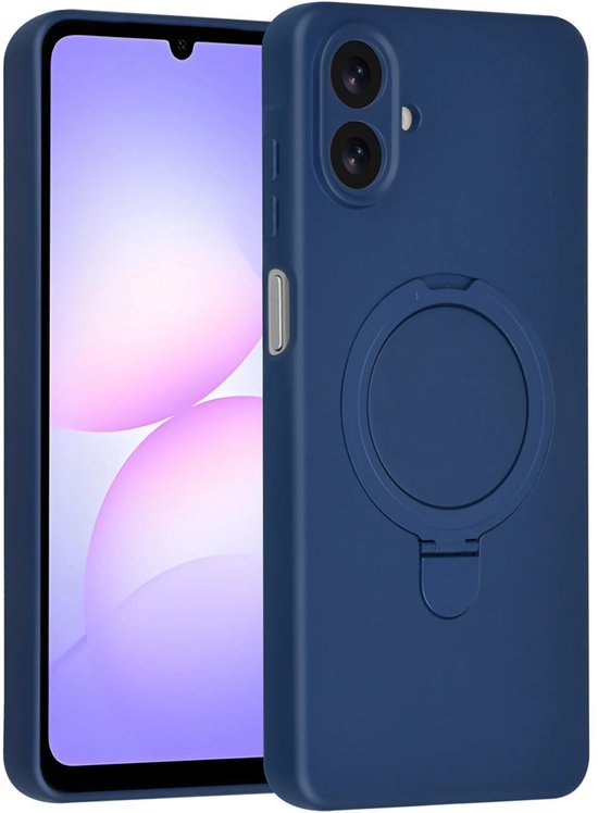Samsung Galaxy A07 Hoesjes – Siliconen Backcover – Schokbestendig – Ringstandaard – Navy Blue-Ilumina Benelux