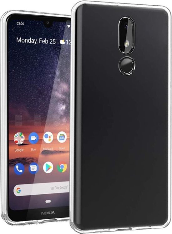 Nokia 3.2 Hoesjes – Transparante Siliconen Backcover – 2 Pack Screenprotector – Gehard Glas-Ilumina Benelux