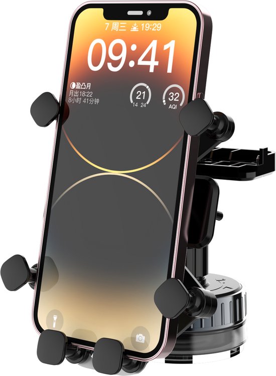 Telefoonhouder auto – Vacuüm zuignap – Voor dashboard & scherm – 360° draaibaar – Zwart-Ilumina Benelux