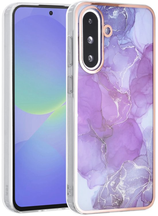 Samsung Galaxy A56 Hoesjes – TPU Backcover – Marmer Print – Paars-Ilumina Benelux