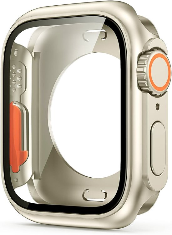 Bumper Case Geschikt voor Apple Watch Series 4 / 5 / 6 / SE - 40mm - Full Cover Hard Case / Beschermend Hoesje Met Screenprotector - Goud