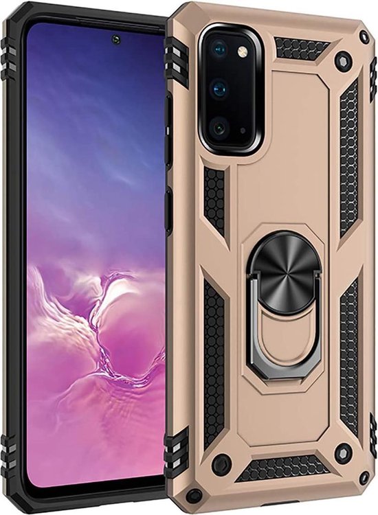 Samsung Galaxy S20 FE Hoesjes – Anti-Shock Hybride Ring Armor Backcover – Schokbestendig – Goud-Ilumina Benelux